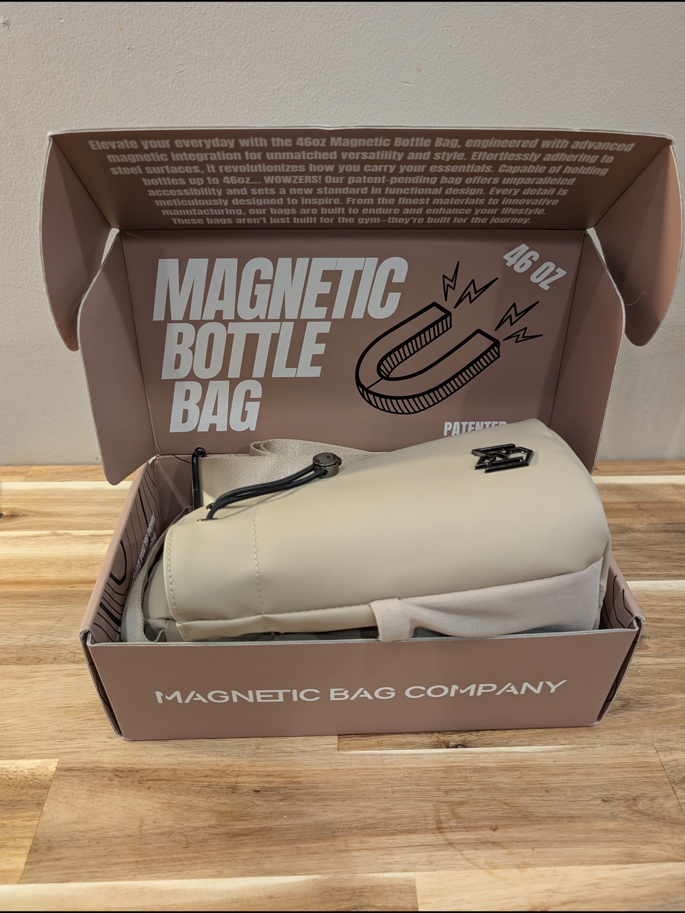 Magnetic bottle Bag. Standard Size. Beige